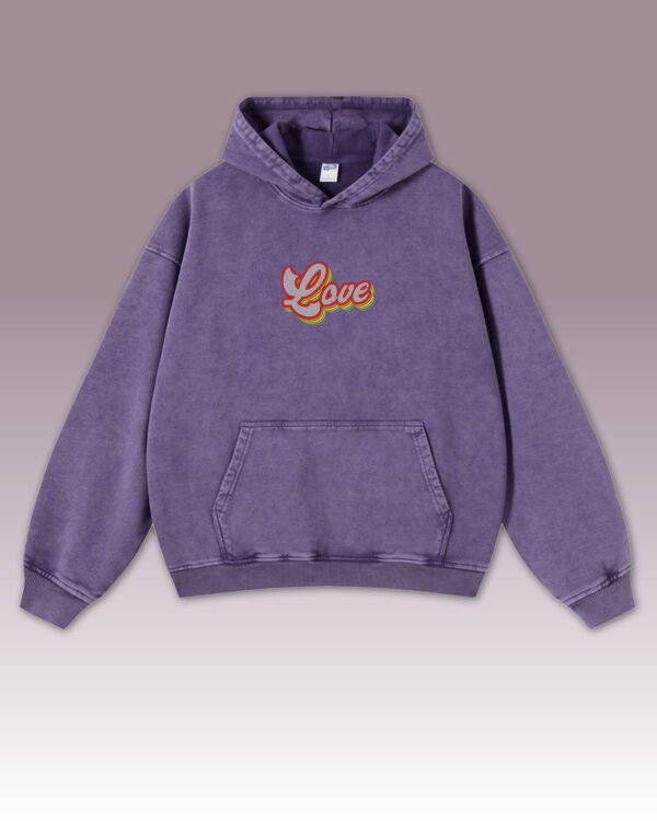 Bluza oversize z kapturem Tęczowe Love Haft